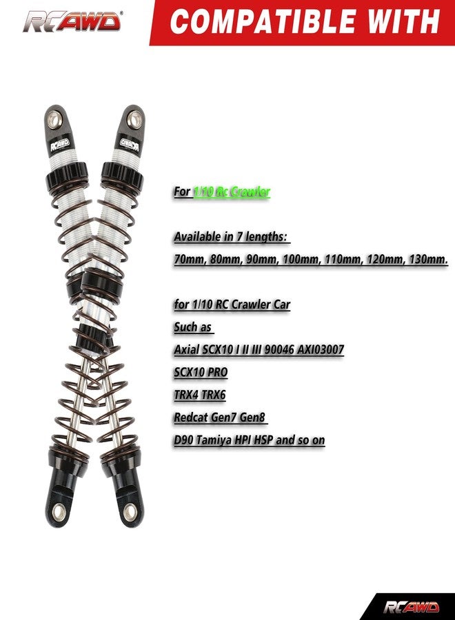 RCAWD 7075 100mm Shock Absorbers Universal for 1/10 RC Crawler Upgrades, for SCX10 I II III Pro 90046 AXI231017 TRX4 TRX6 Redcat D90 MST RC Shocks Dampers with Spring Black - Image 3